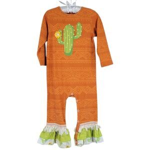 Ricrac & Ruffles Cactus Coture Ruffled Ankle Jumpsuit Romper Girls Size 24mo